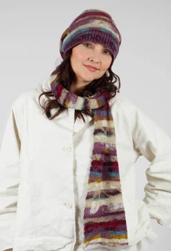 Butapana Scarves^Striped Wool Scarf in Iris