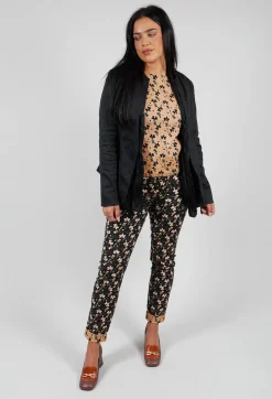 IXOS Co-ords & Suits^Structured Straight Leg Trousers with Print in Nero / Biscotto