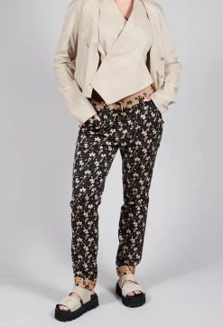 IXOS Co-ords & Suits^Structured Straight Leg Trousers with Print in Nero / Biscotto