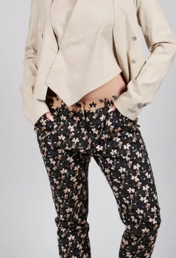 IXOS Co-ords & Suits^Structured Straight Leg Trousers with Print in Nero / Biscotto
