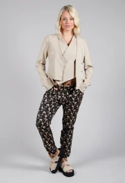 IXOS Co-ords & Suits^Structured Straight Leg Trousers with Print in Nero / Biscotto