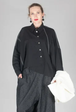 Moyuru Shirts & Blouses^Subtle Stripe Shirt in Black