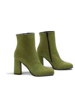 Niù Boots|Heels^Suede Heeled Boot Style Shoe in Olivine
