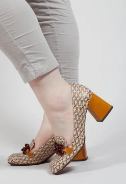 Chie Mihara Boots^Suin Heel in Brown Print
