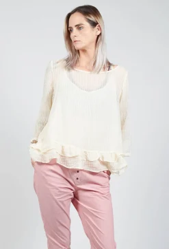 Jayko Shirts & Blouses^Surcouf Cropped Blouse with Underlay in Powder