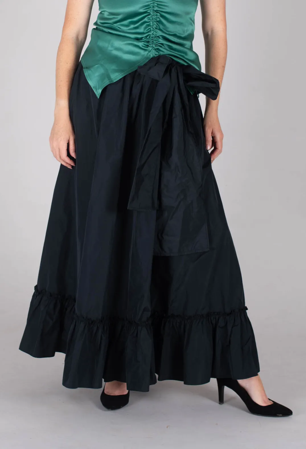 Beatrice B Skirts^Taffeta Frill Hem Skirt in Black