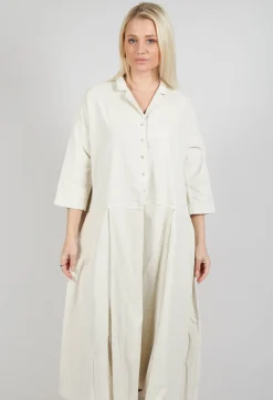 Album Di Famiglia Dresses^Tailored Collar Dress V in Off White
