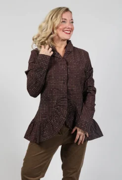 Rundholz Black Label Jackets^Tailored Jacket with Peplum Hem in Brown Check
