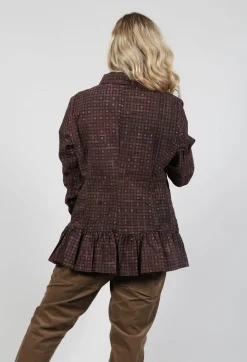 Rundholz Black Label Jackets^Tailored Jacket with Peplum Hem in Brown Check
