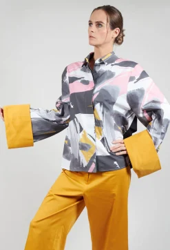Marble u0026 Co. Shirts & Blouses^Tailored Shirt with Large Cuffs in Aneko / Mustard
