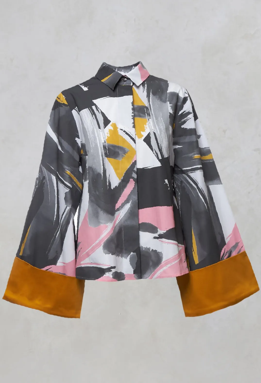 Marble u0026 Co. Shirts & Blouses^Tailored Shirt with Large Cuffs in Aneko / Mustard