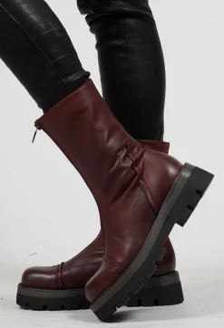 Lofina Boots^Tall Ankle Boots with Contrasting Sole in Gasoline Britanic