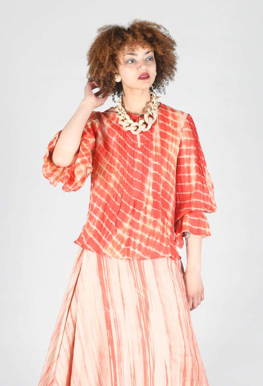 Bianco Levrin Shirts & Blouses^Tana Shirt in Coral and Cream