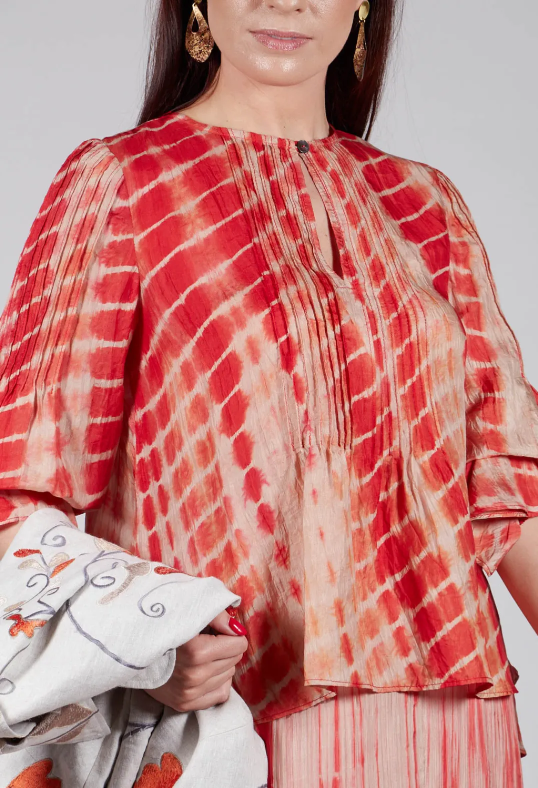 Bianco Levrin Shirts & Blouses^Tana Shirt in Coral and Cream