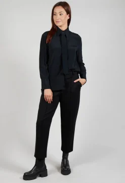 Mei Meij Trousers^Tapered Jersey Trousers in Nero