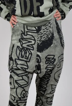 Rundholz Black Label Trousers^Tapered Leg Drop Crotch Trousers in Defender Big Print