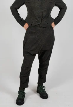 Rundholz Black Label Trousers^Tapered Leg Drop Crotch Trousers in Jungle Print
