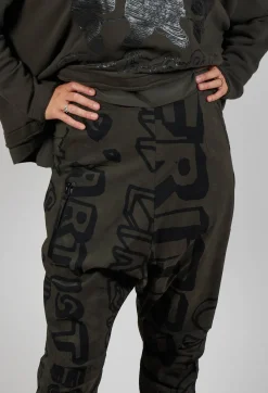 Rundholz Black Label Trousers^Tapered Leg Drop Crotch Trousers in Jungle Big Print