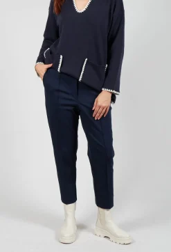 Mei Meij Trousers^Tapered Leg Jersey Trousers in Blue Nights