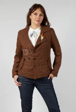 Umit Unal Jackets^Tartan Blazer in Original Brown