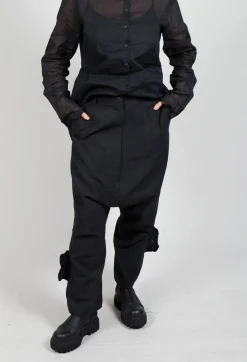 Rundholz Dip Trousers^Textured Baggy Trousers in Black Mel