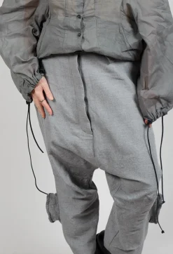 Rundholz Dip Trousers^Textured Baggy Trousers in Pencil Mel