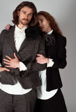Marc Point Jackets^Textured Double Breasted Jacket in Black