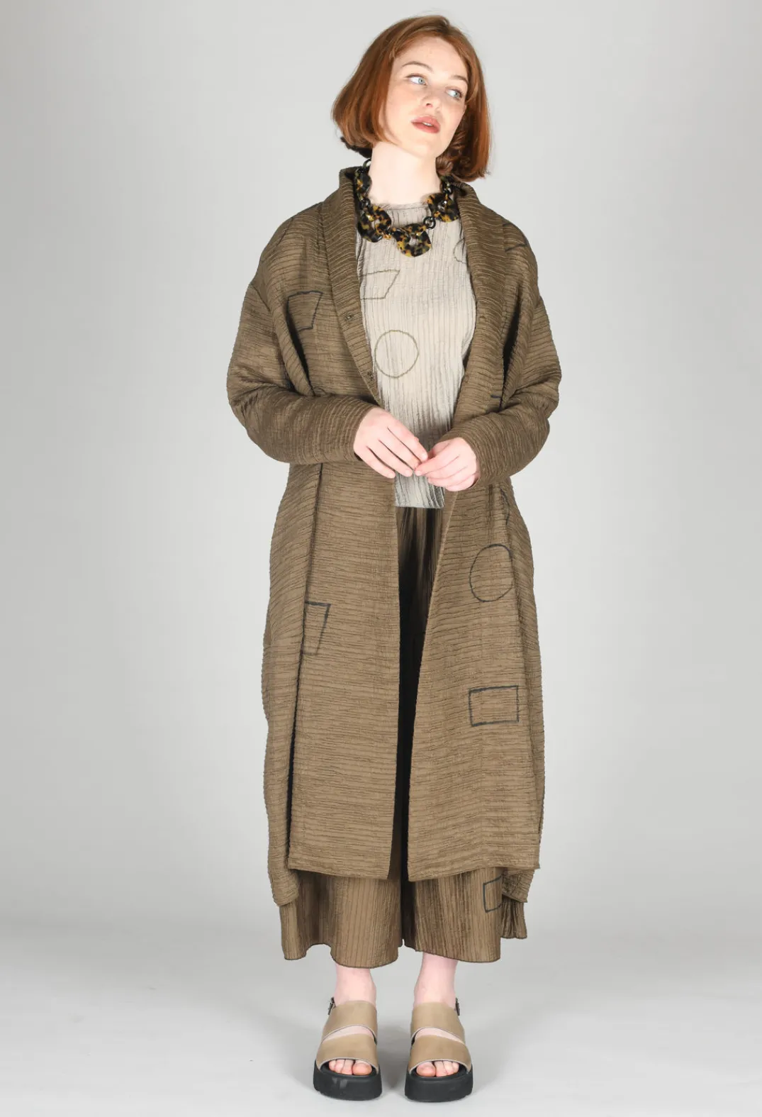 Tadashi Coats^Textured Geometric Coat in Ciocca