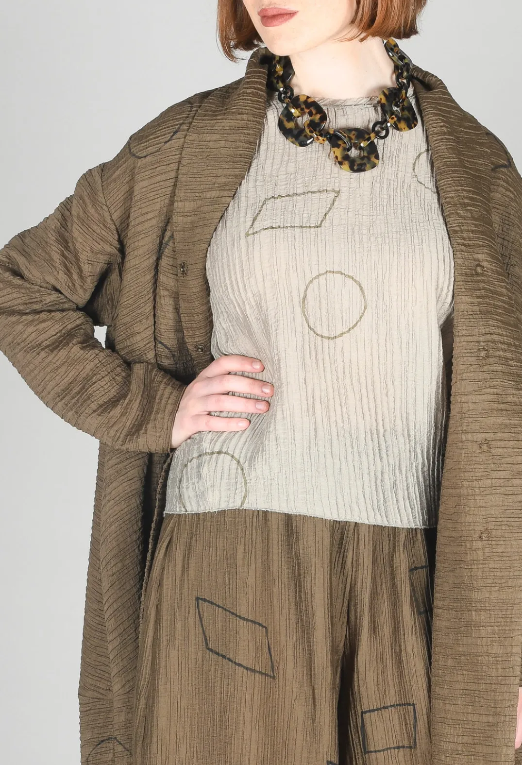 Tadashi Coats^Textured Geometric Coat in Ciocca