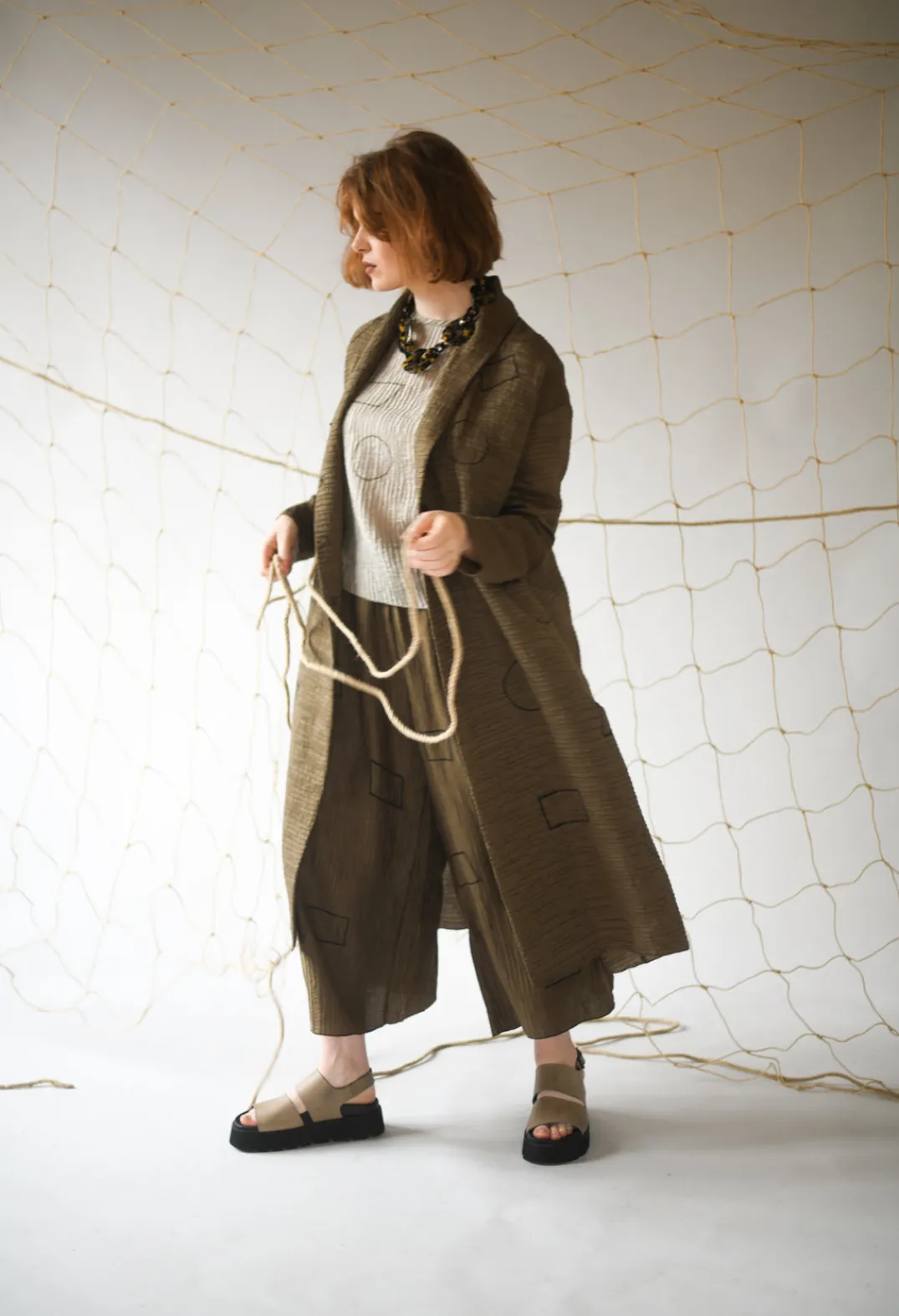 Tadashi Coats^Textured Geometric Coat in Ciocca