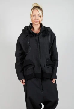 Rundholz Dip Jackets^Textured High Neckline Jacket in Black Mel