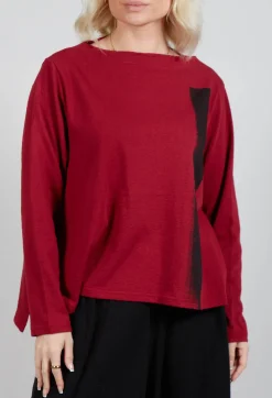 Moyuru Tops^Textured Longsleeve Top in Red