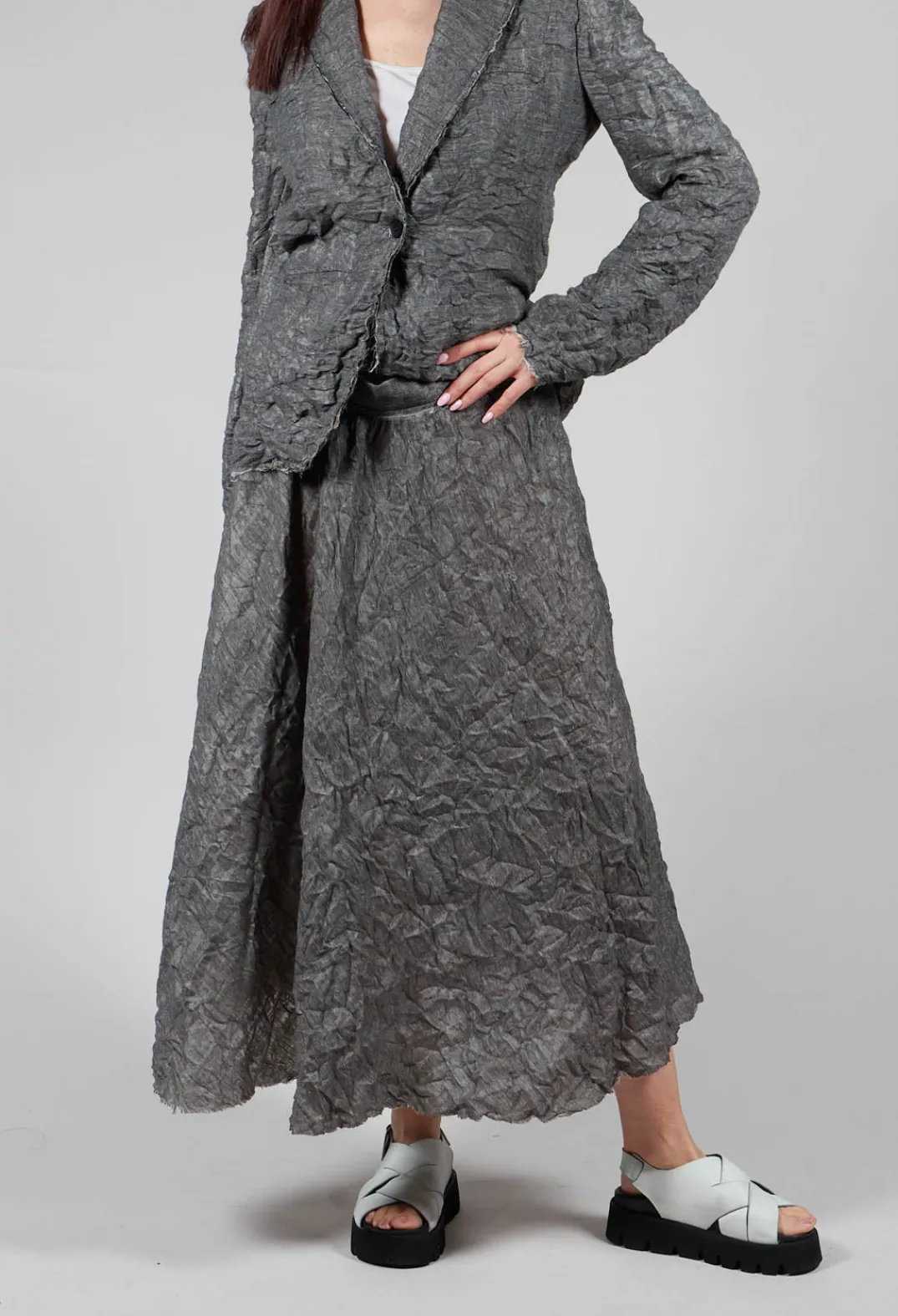 Marc Point Skirts^Textured Midi Skirt in Grey