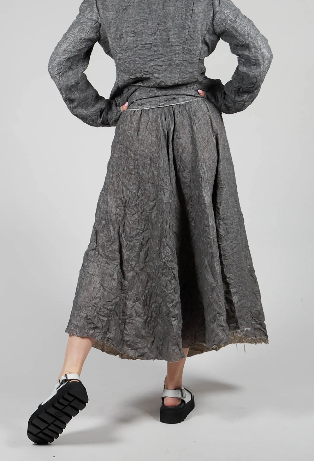 Marc Point Skirts^Textured Midi Skirt in Grey