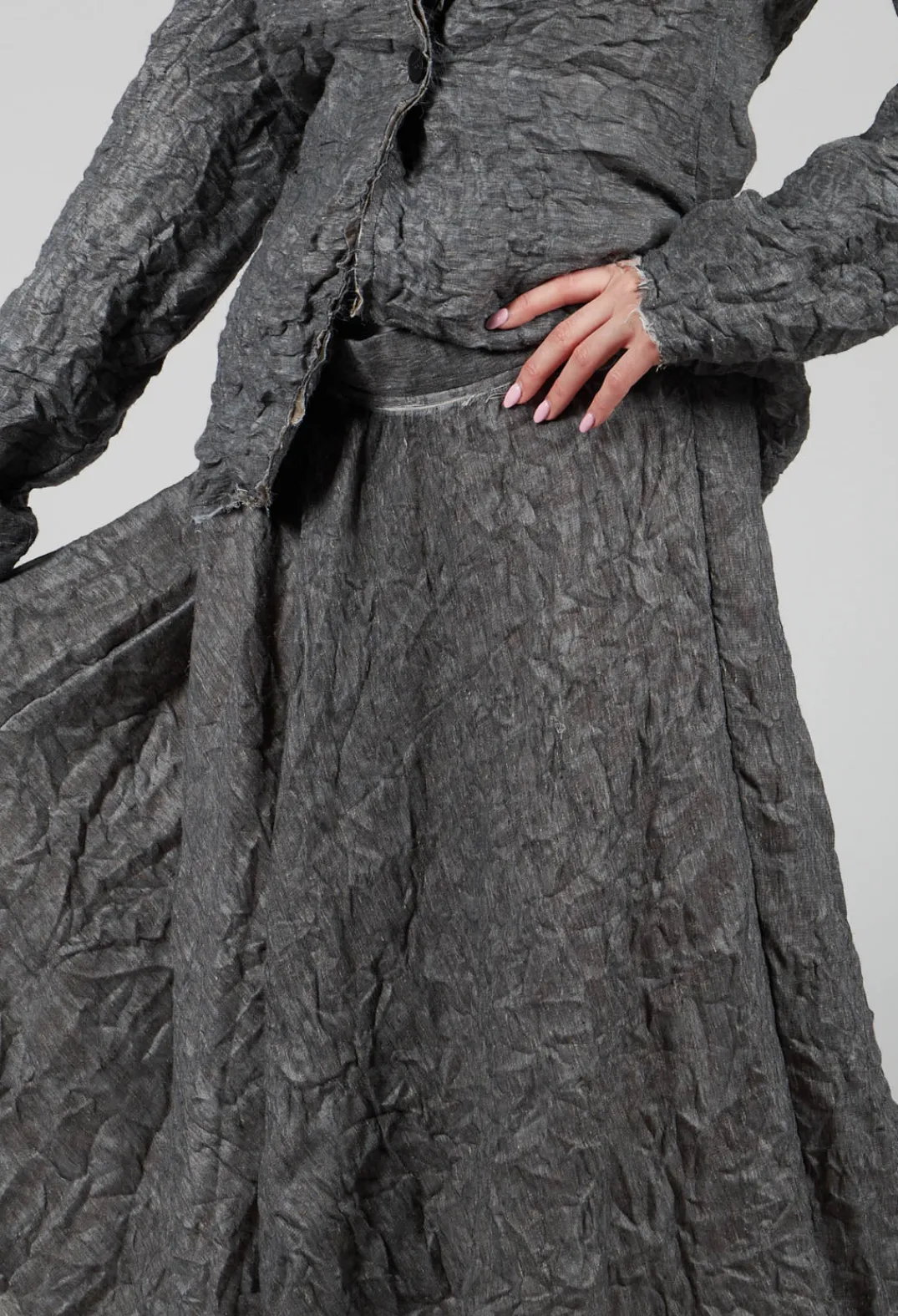 Marc Point Skirts^Textured Midi Skirt in Grey
