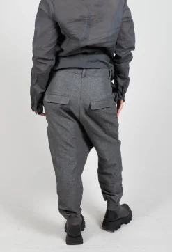 Rundholz Dip Trousers^Textured Straight Leg Trousers in Coal Mel