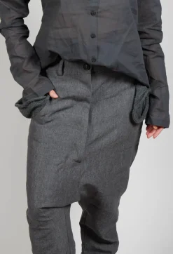 Rundholz Dip Trousers^Textured Straight Leg Trousers in Coal Mel