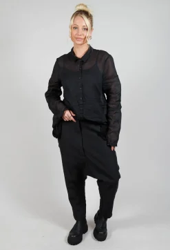 Rundholz Dip Trousers^Textured Straight Leg Trousers in Black Mel