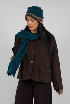 Butapana Scarves^Textured Wool Scarf in Turquoise