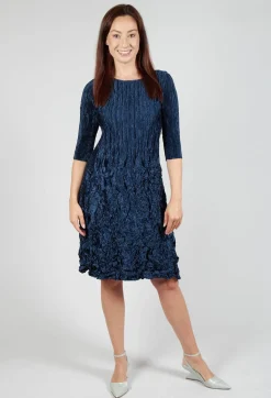 Alquema Dresses^Three Quarter Sleeve Smash Dress in Metallic Ink