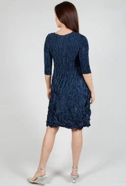 Alquema Dresses^Three Quarter Sleeve Smash Dress in Metallic Ink