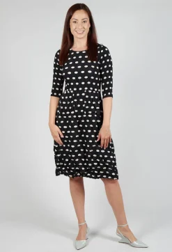 Alquema Dresses^Three Quarter Sleeve Smash Dress in Elliptical Spot