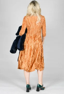 Alquema Dresses^Three Quarter Sleeve Smash Dress in Metallic Gold