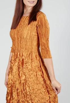 Alquema Dresses^Three Quarter Sleeve Smash Dress in Metallic Gold