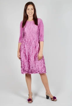 Alquema Dresses^Three Quarter Sleeve Smash Dress in Metallic Pink