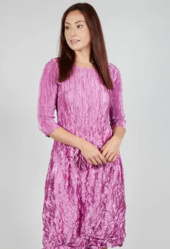 Alquema Dresses^Three Quarter Sleeve Smash Dress in Metallic Pink