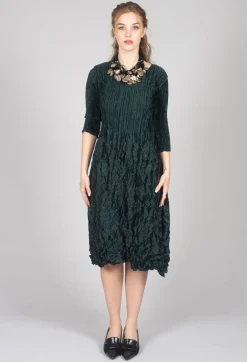 Alquema Dresses^Three Quarter Sleeve Smash Dress in Metallic Forest