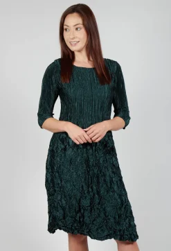 Alquema Dresses^Three Quarter Sleeve Smash Dress in Metallic Forest
