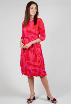 Alquema Dresses^Three Quarter Sleeve Smash Dress in Pink Tuscon