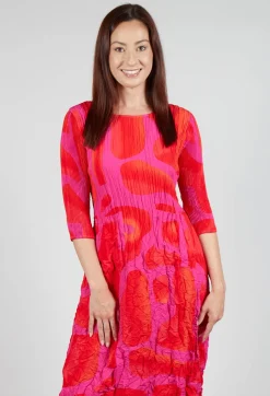 Alquema Dresses^Three Quarter Sleeve Smash Dress in Pink Tuscon